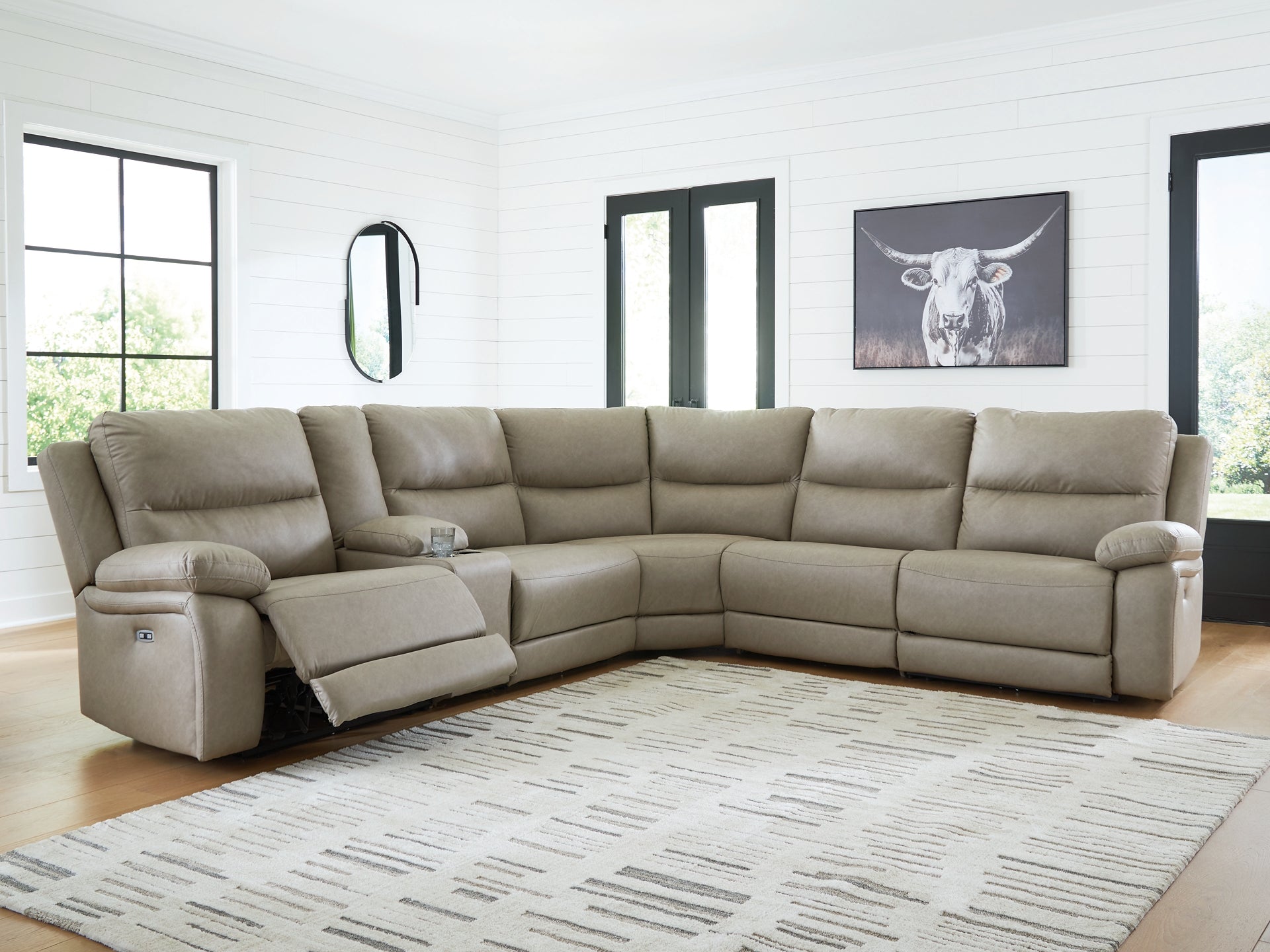 Canapé sectionnel inclinable 6 pièces Narwhal Place avec console de rangement