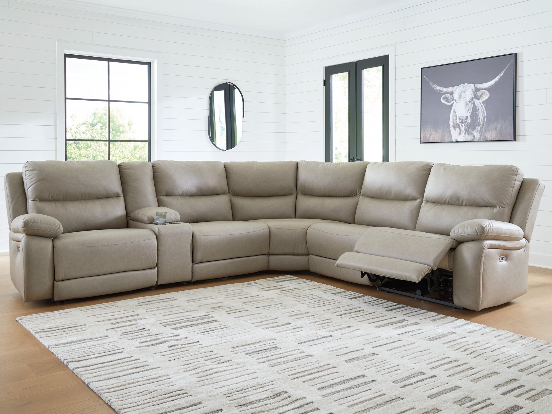 Canapé sectionnel inclinable 6 pièces Narwhal Place avec console de rangement