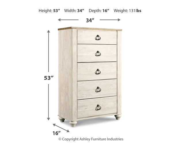 Lit bateau Willowton Queen avec commode et miroir