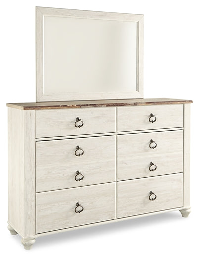 Lit traîneau Willowton Queen avec commode miroir