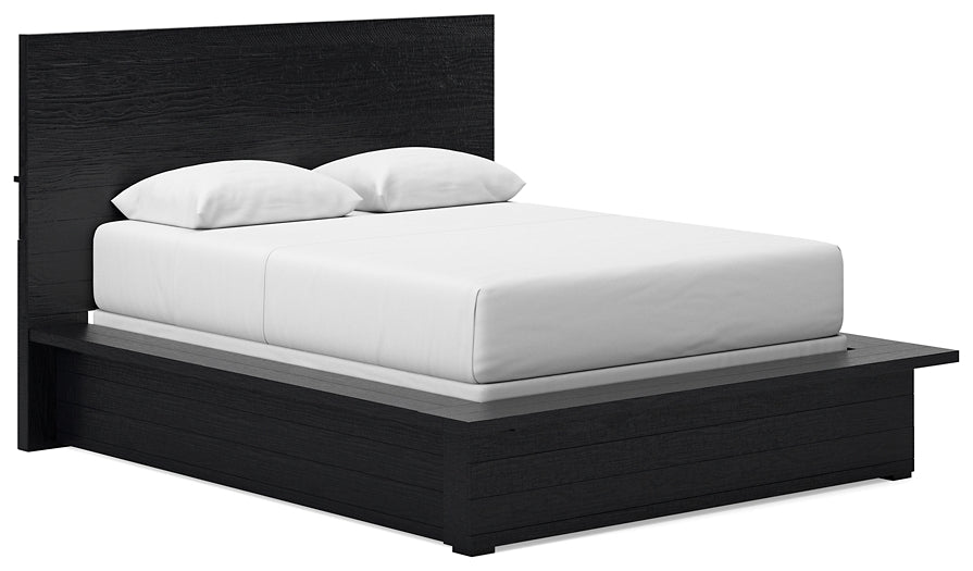 Lit queen-size Londer avec commode, coffre et table de chevet à miroir