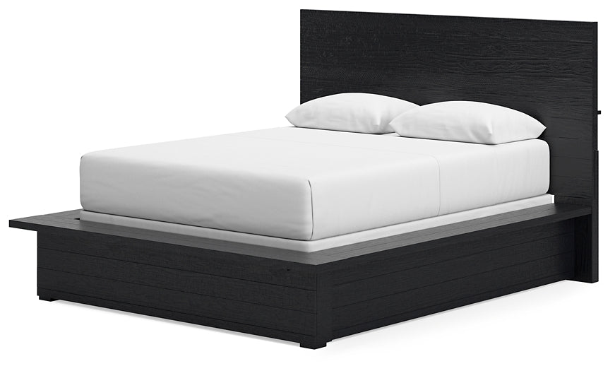 Lit queen-size Londer avec commode, coffre et table de chevet à miroir
