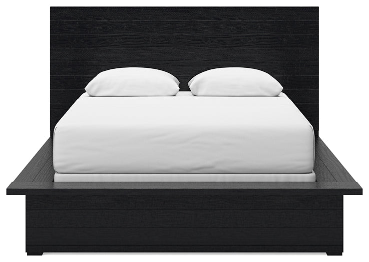 Lit queen-size Londer avec commode, coffre et table de chevet à miroir