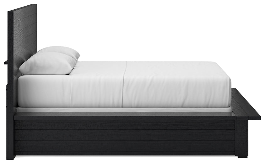 Lit queen-size à panneaux Londer avec commode et miroir