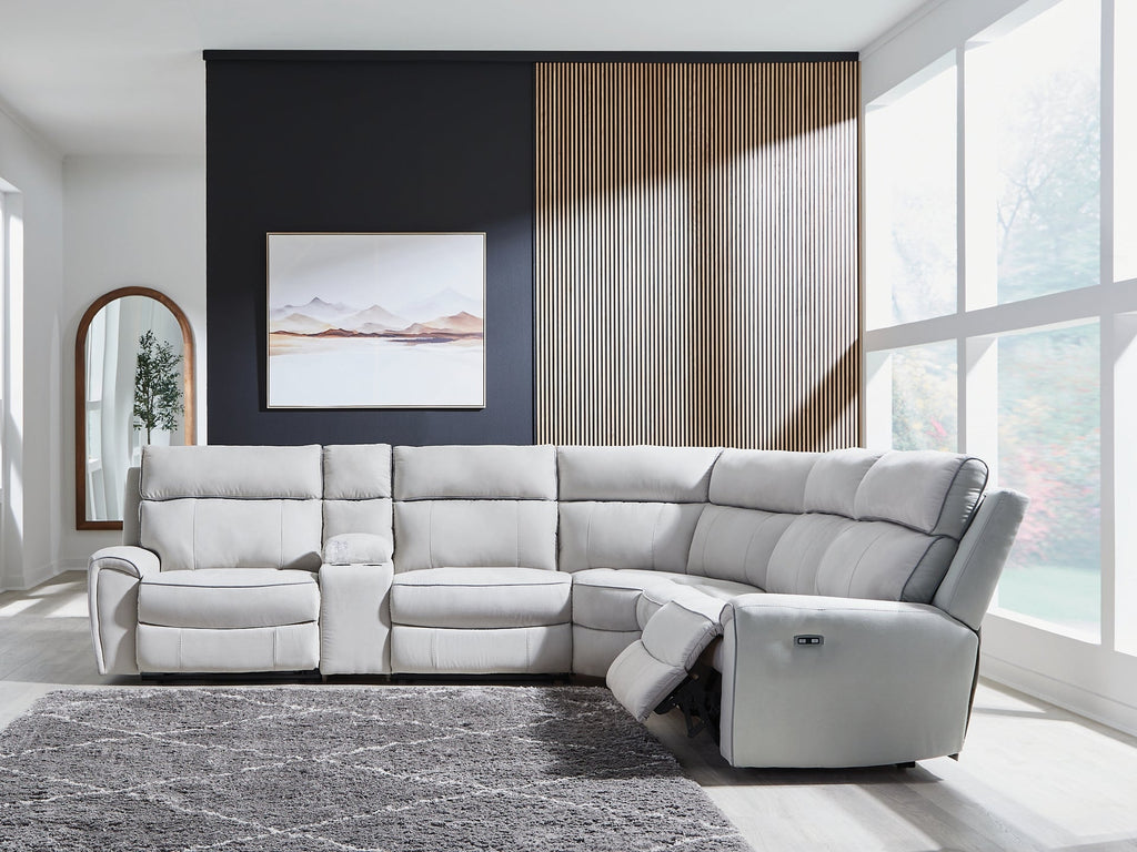 Canapé sectionnel inclinable 6 pièces Social Pointe avec console de rangement