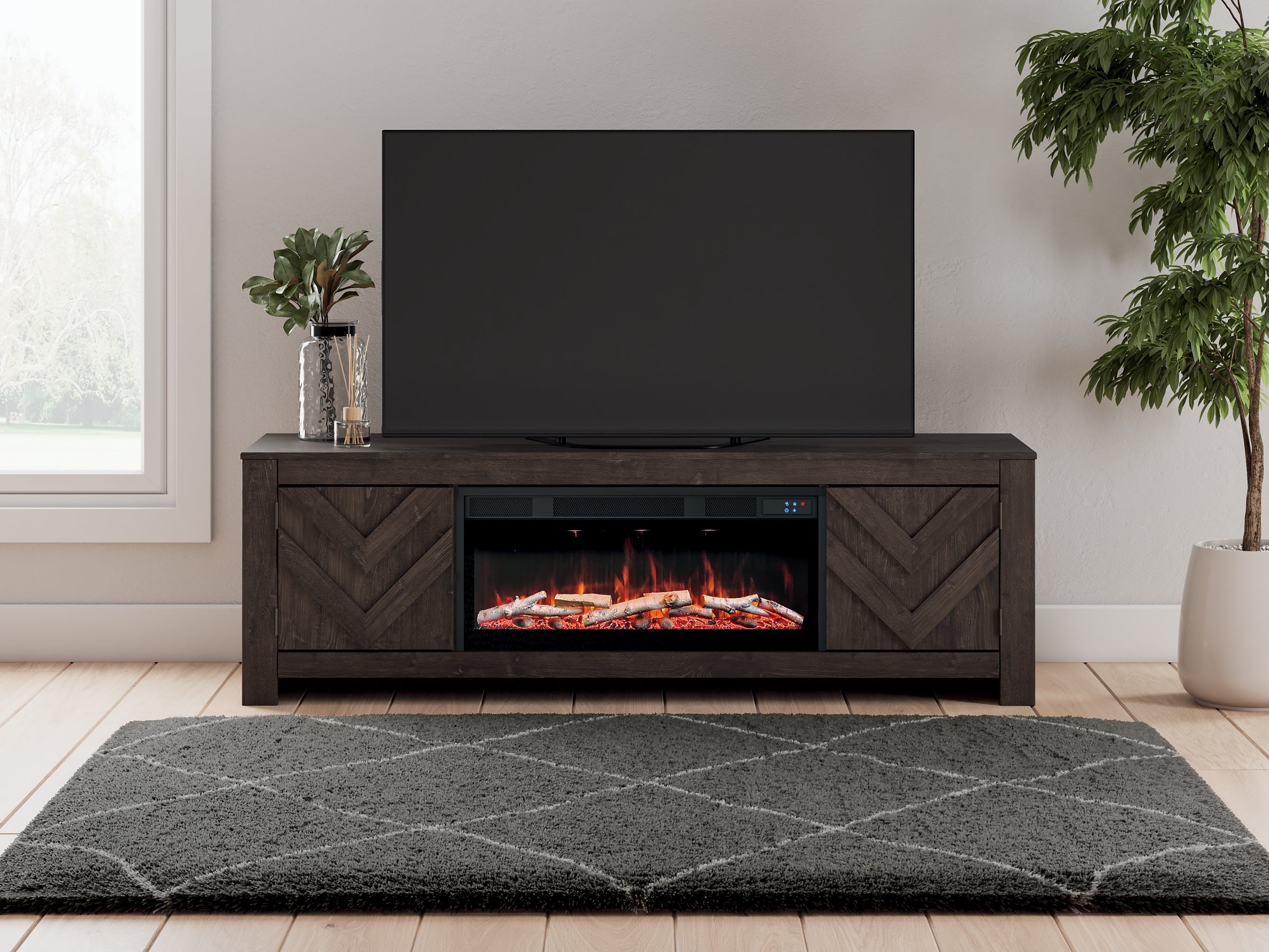 Meuble TV Cayboni 71 avec foyer électrique