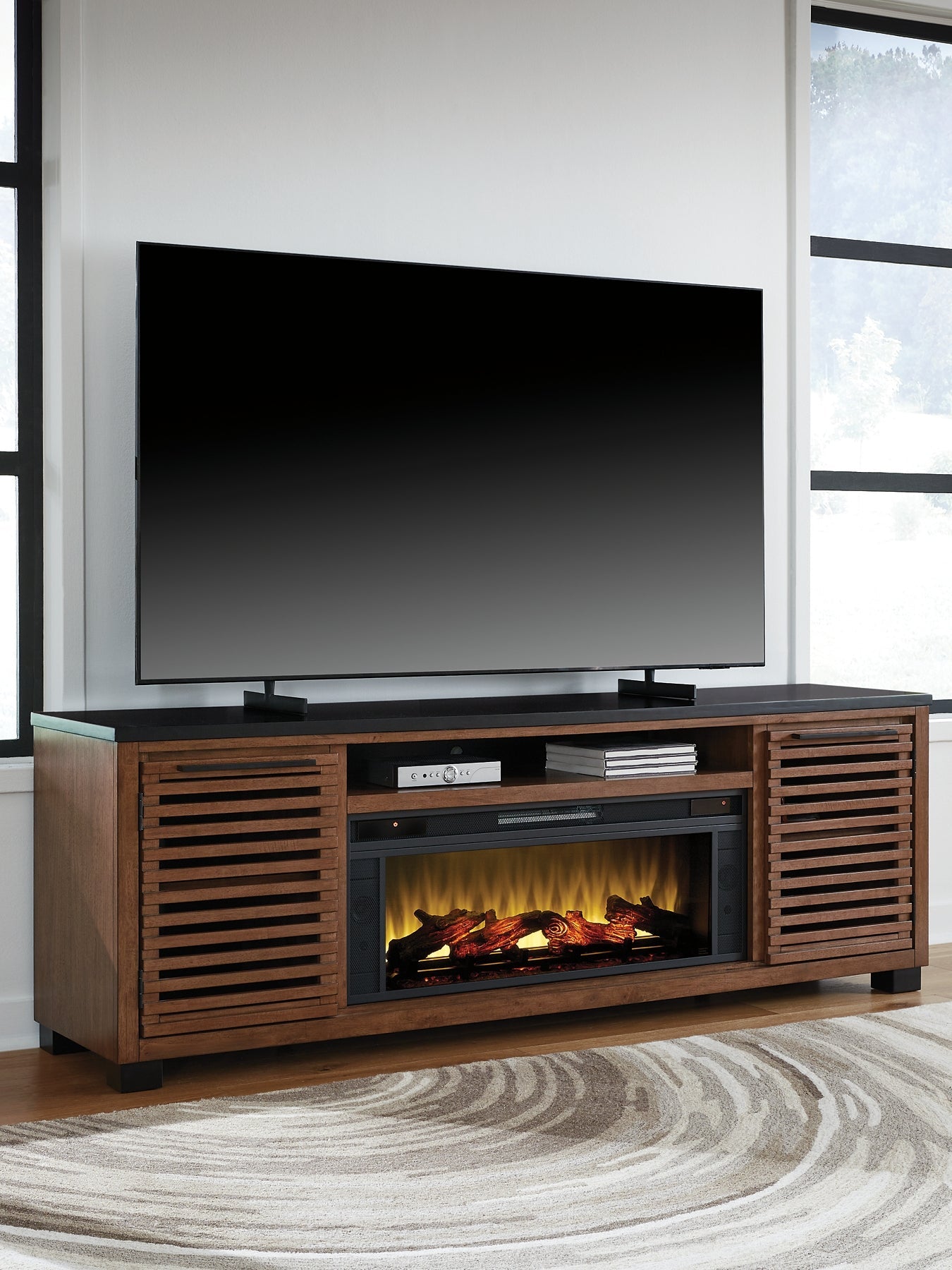 Meuble TV Kallari 84 avec cheminée électrique